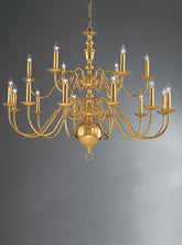 Franklite, Delft 18lt Fitting. Polished Brass Tiered Chandelier